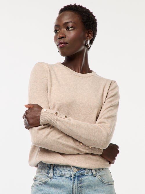 Pull en maille léger col rond - Kiabi