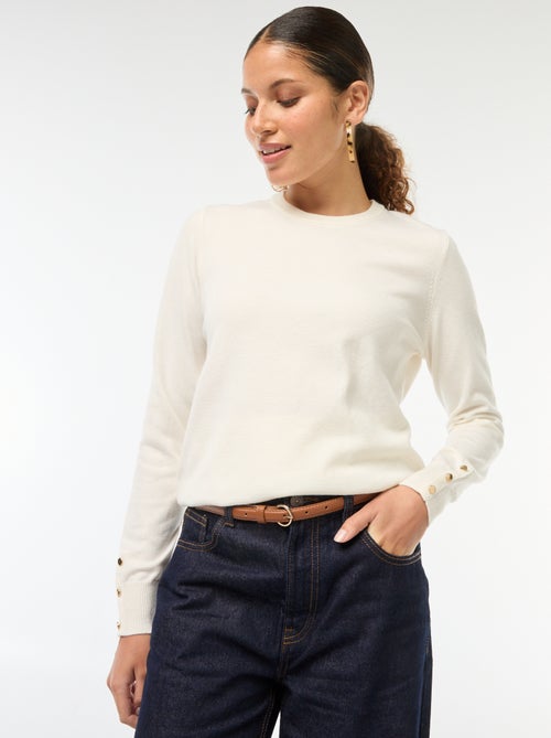 Pull en maille léger col rond - Kiabi