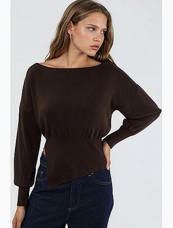 Pull en maille mi-épaisse à col bateau hiccup