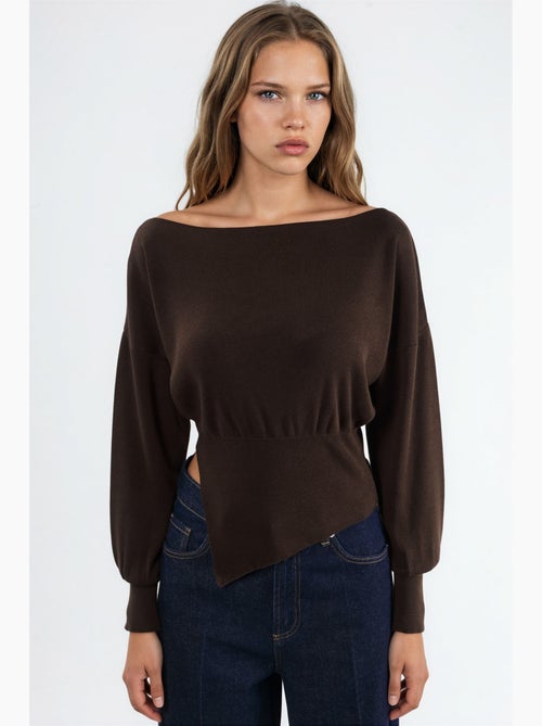 Pull en maille mi-épaisse à col bateau hiccup - Kiabi
