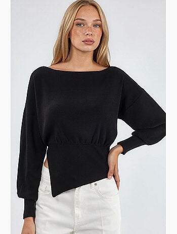 Pull en maille mi-épaisse à col bateau hiccup