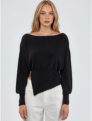 Pull en maille mi-épaisse à col bateau hiccup