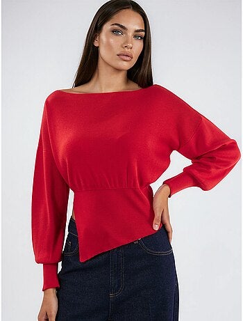 Pull en maille mi-épaisse à col bateau hiccup