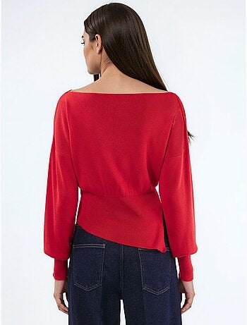 Pull en maille mi-épaisse à col bateau hiccup