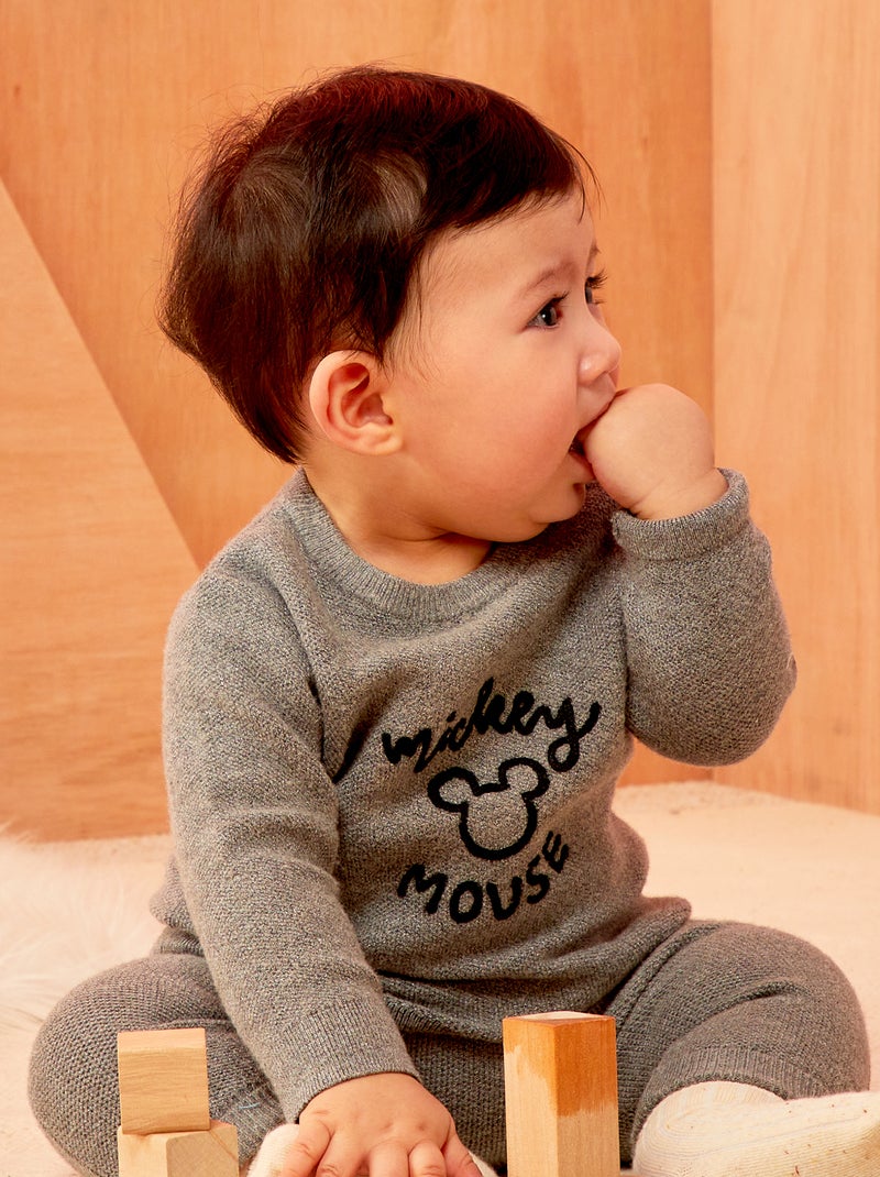 Pull en maille 'Mickey' Gris - Kiabi