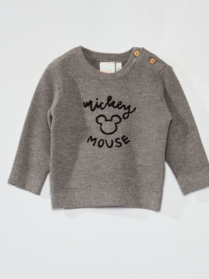 Pull en maille 'Mickey' Gris - Kiabi