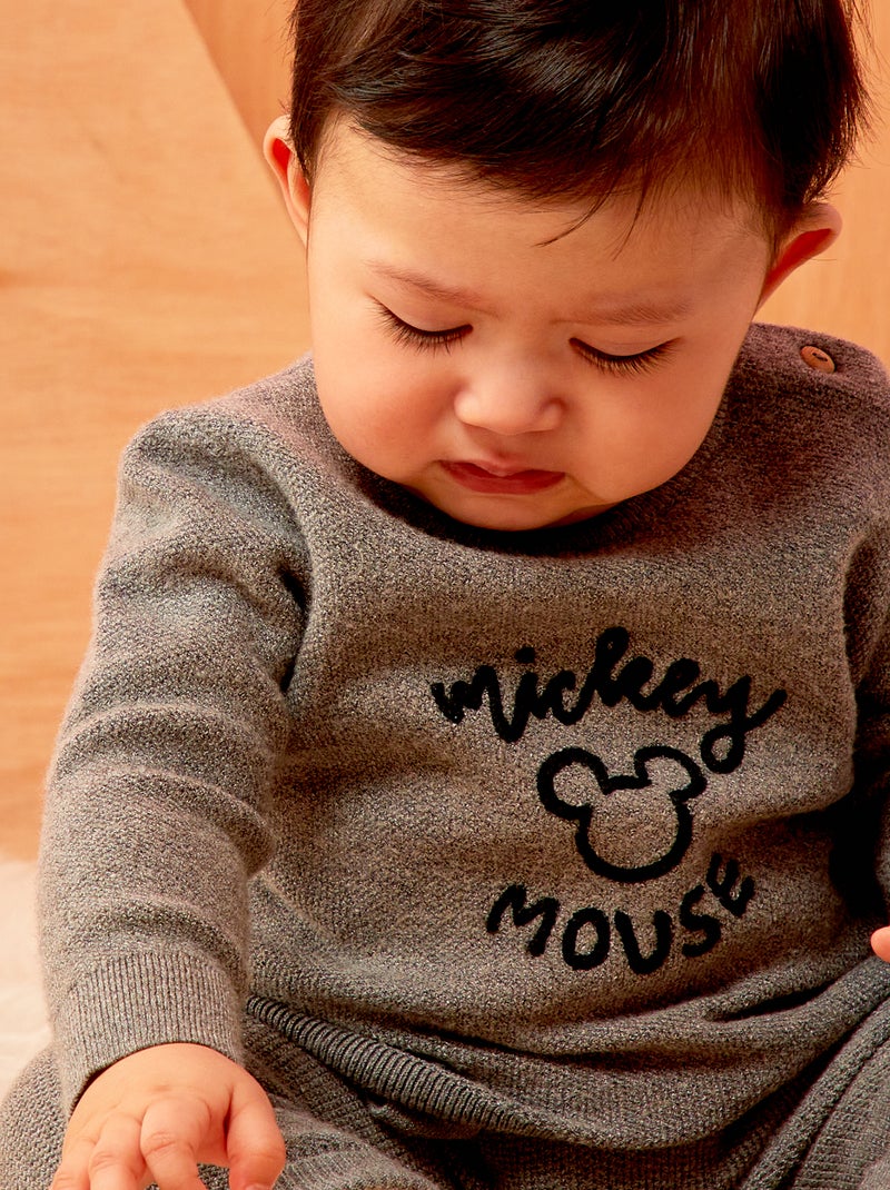 Pull en maille 'Mickey' Gris - Kiabi