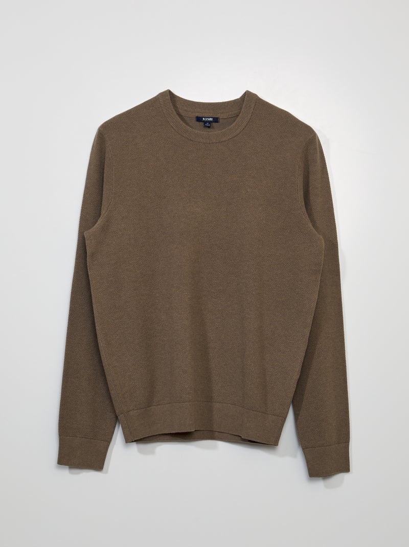 Pull en maille nid d'abeille Taupe - Kiabi