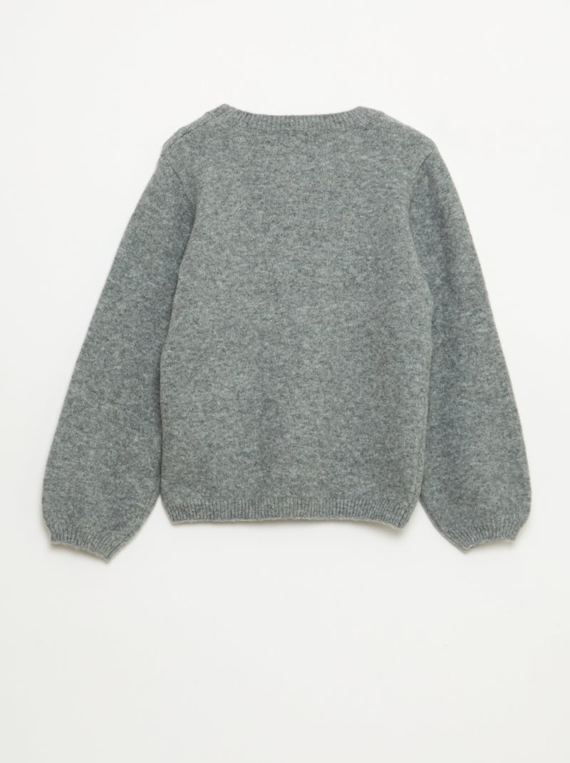 Pull en maille 'Noël' Gris - Kiabi