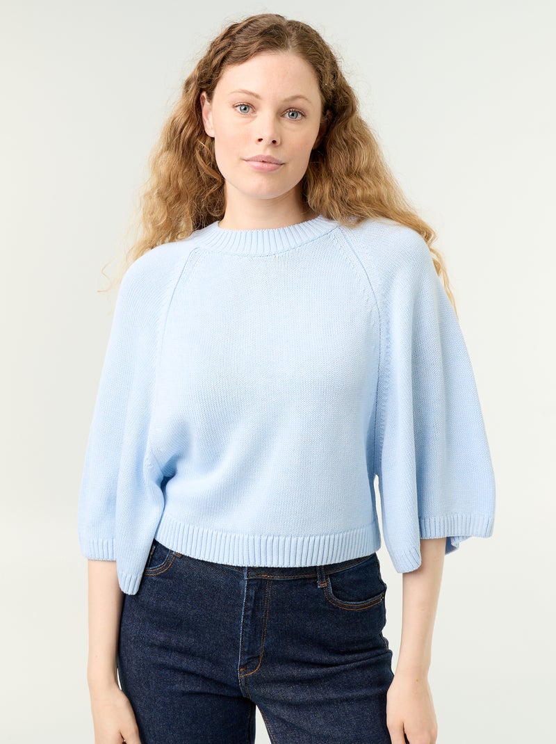 Pull en maille oversize avec emmanchures basses Bleu - Kiabi
