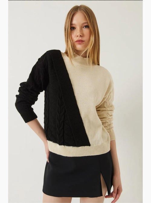Pull en maille patchwork lucci - Kiabi