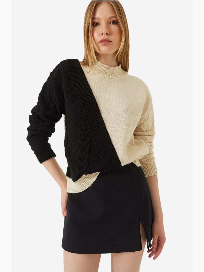 Pull en maille patchwork lucci Crème - Kiabi
