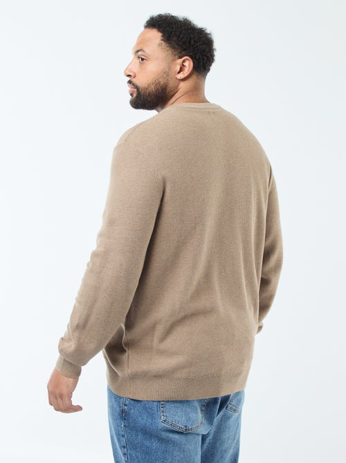 Pull en maille piquée avec col rond boutonné - Kiabi