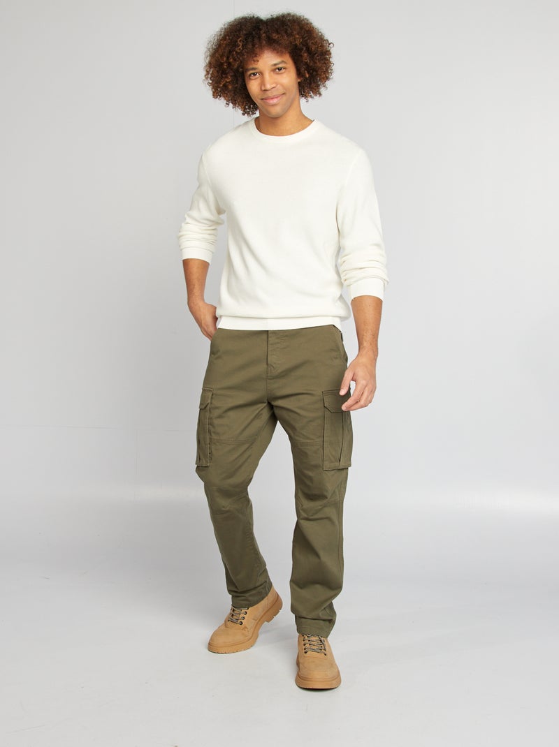 Pull en maille piquée col rond Blanc - Kiabi