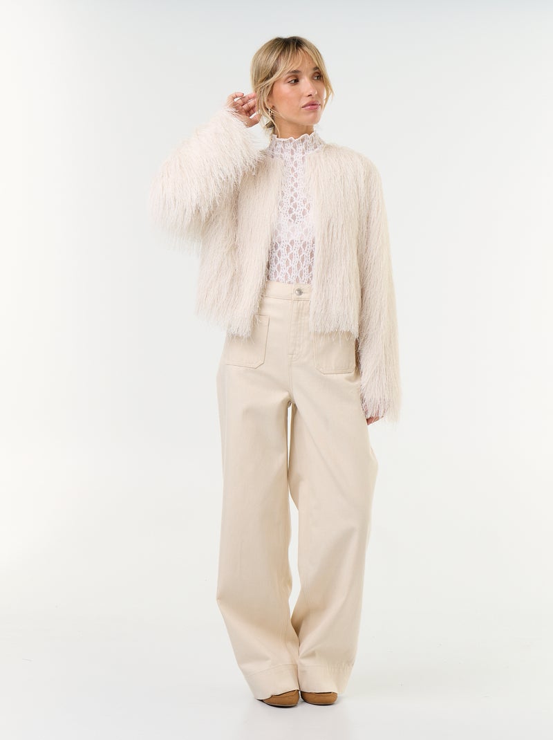 Pull en maille poilue Beige - Kiabi