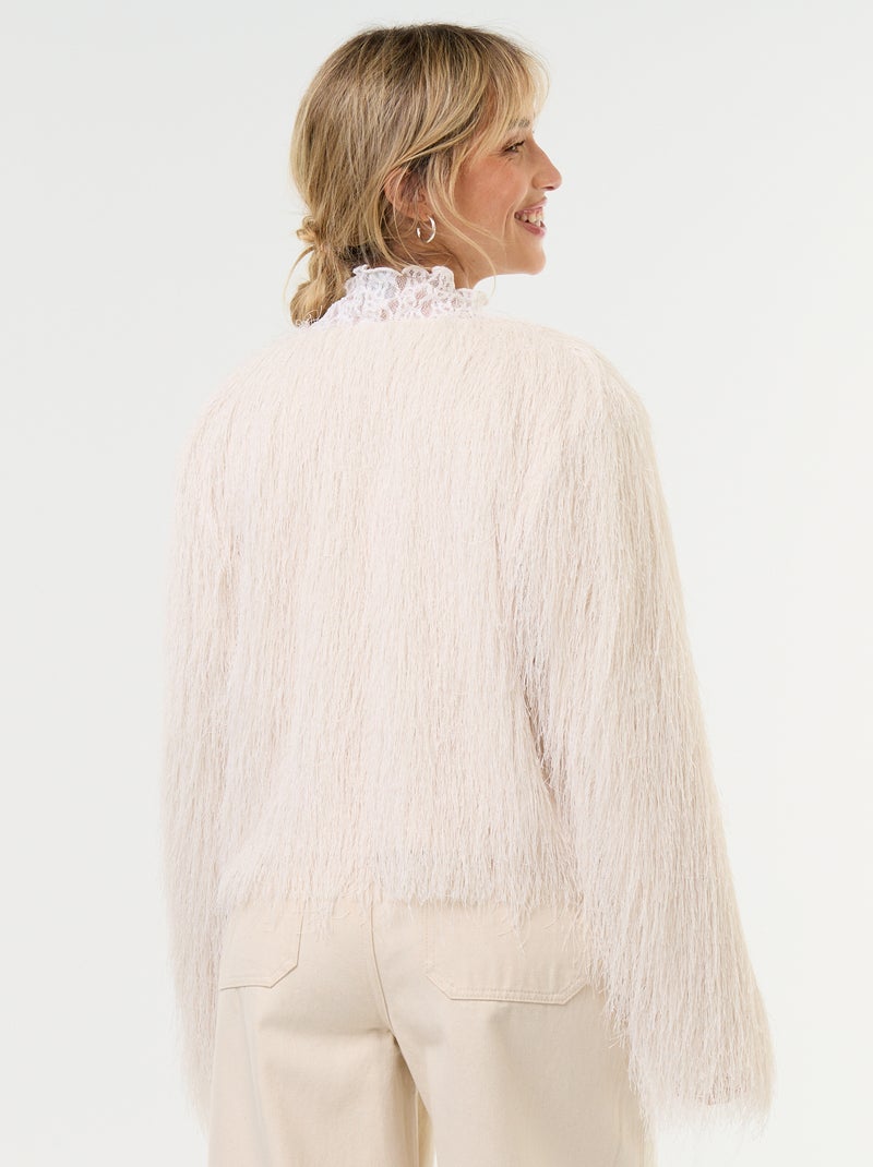Pull en maille poilue Beige - Kiabi