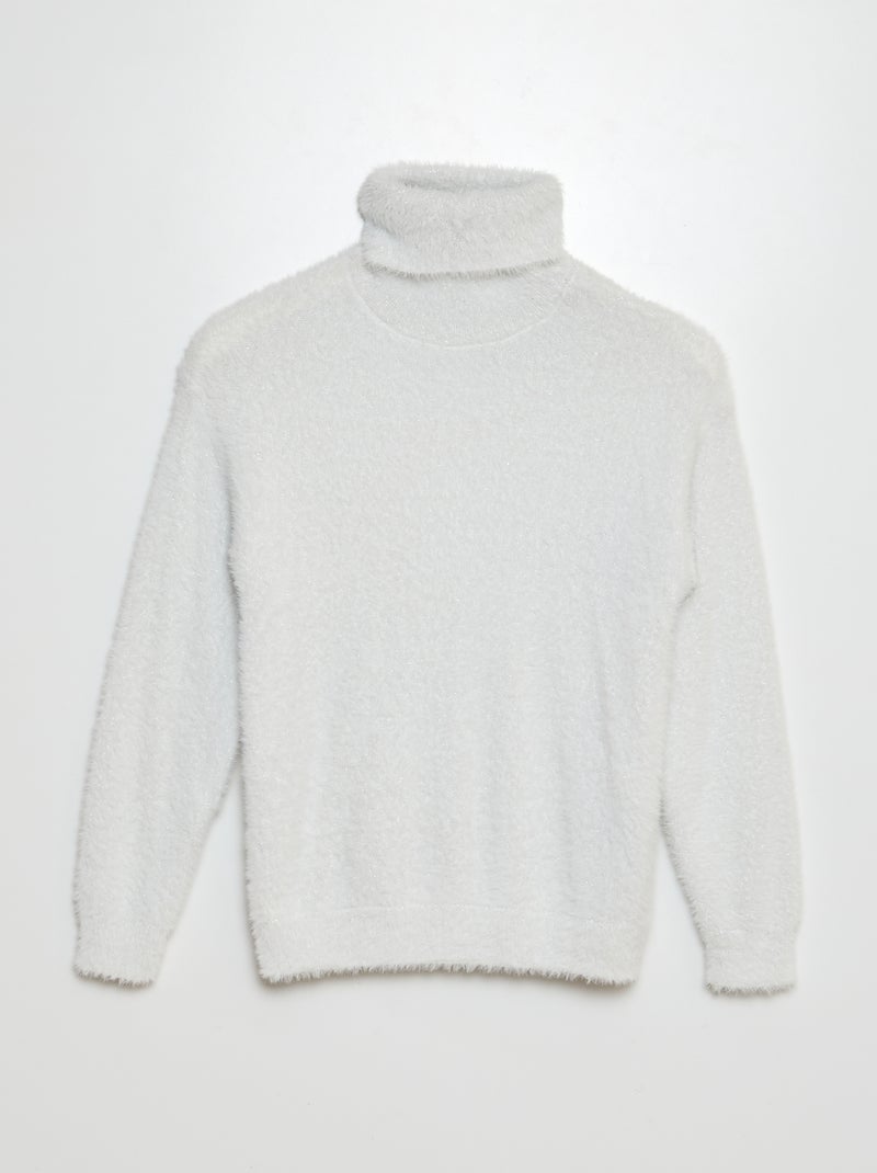 Pull en maille poilue Blanc - Kiabi