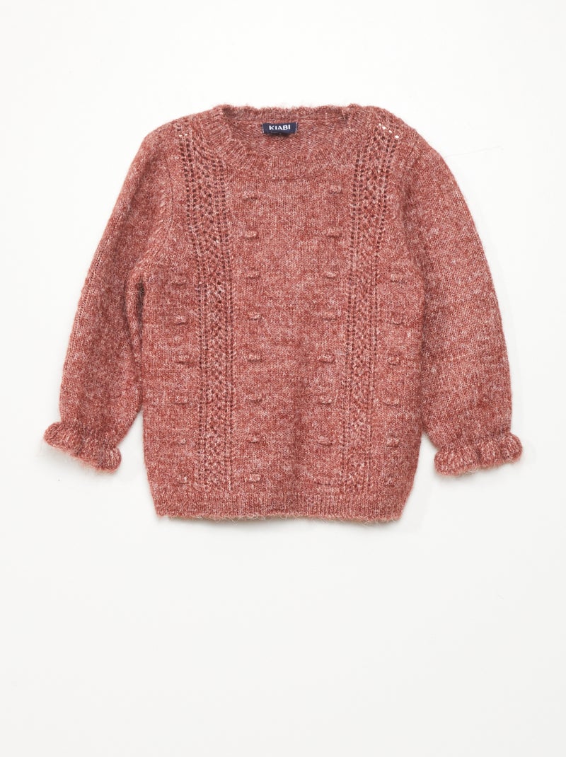 Pull en maille point fantaisie Bordeaux - Kiabi