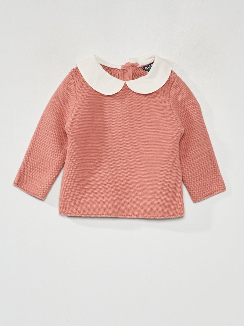 Pull en maille point mousse Rose - Kiabi