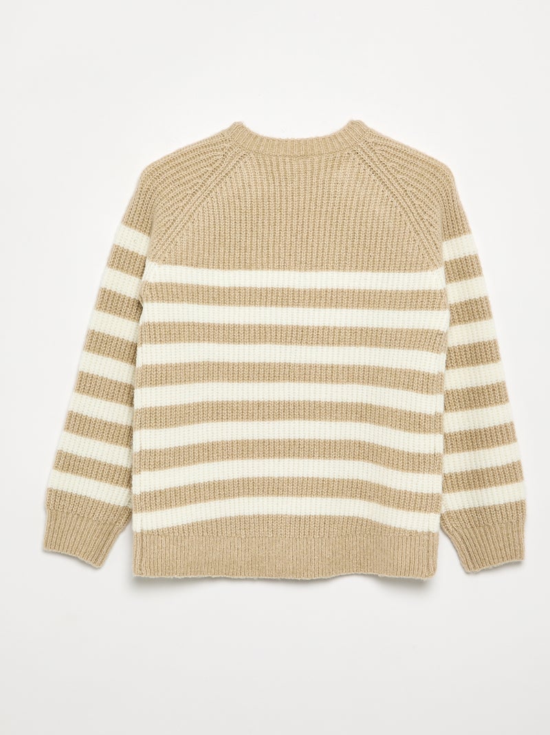 Pull en maille rayée - collection facile à enfiler Beige - Kiabi