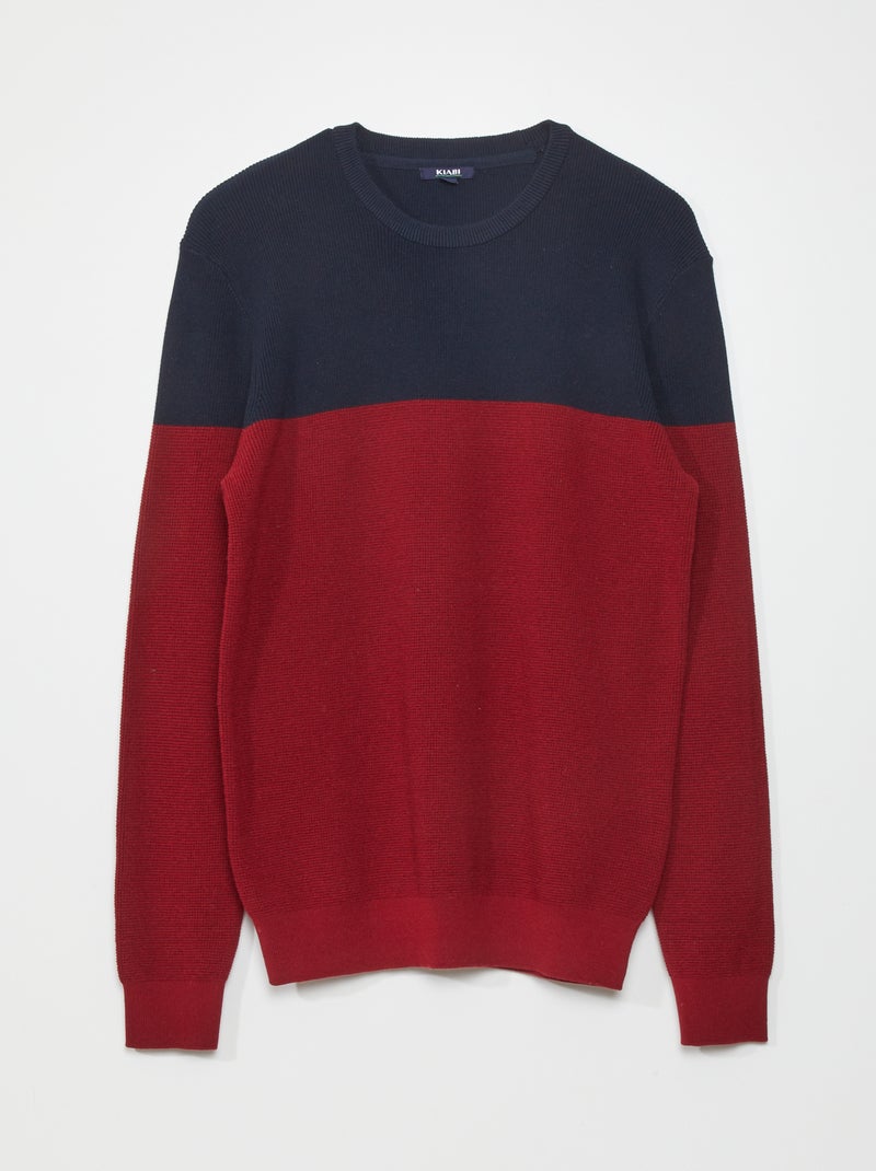 Pull en maille Rouge/bleu - Kiabi