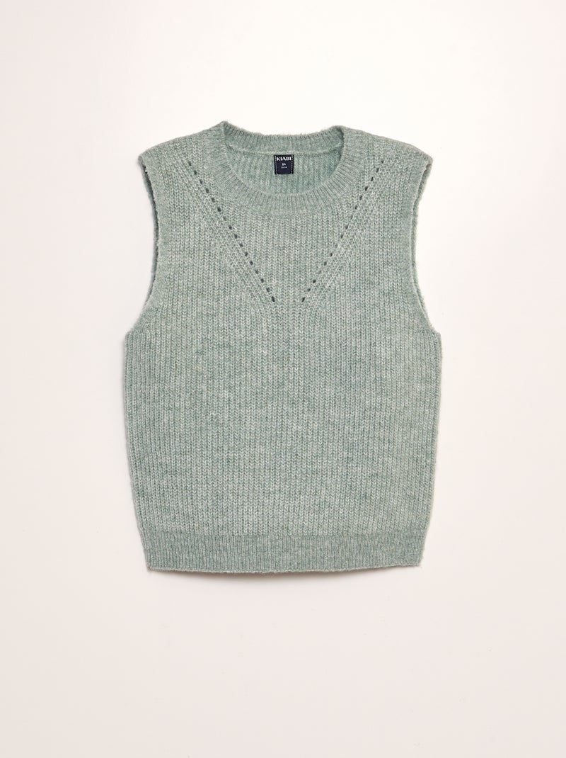 Pull en maille sans manches Vert - Kiabi