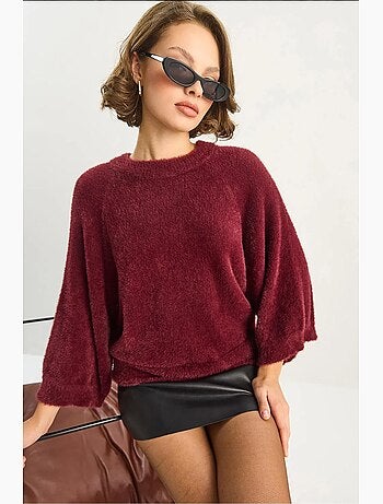 Pull en maille texturée à col rond lucci
