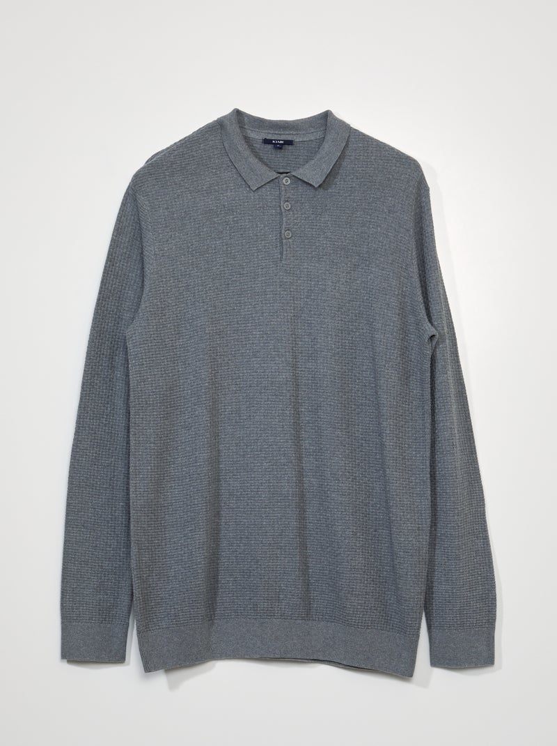 Pull en maille texturée Gris - Kiabi