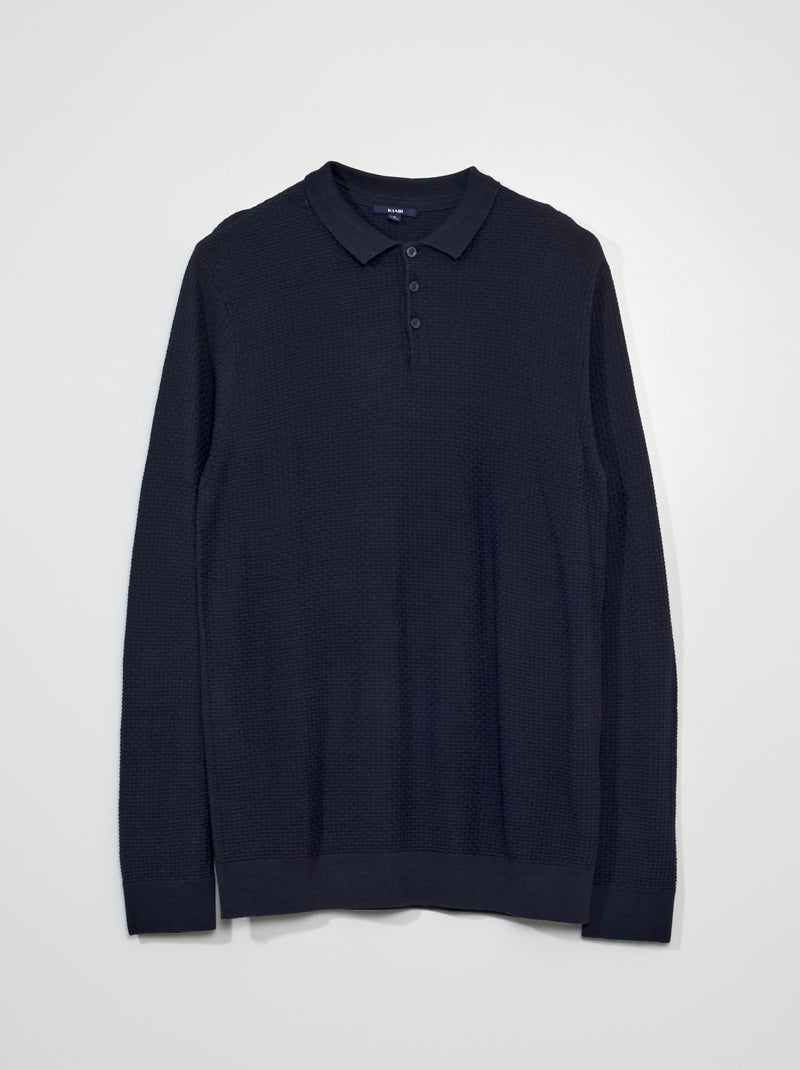 Pull en maille texturée Marine - Kiabi