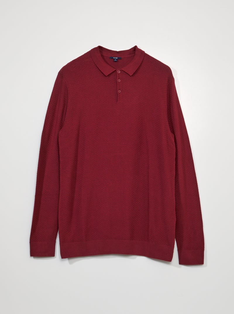 Pull en maille texturée Rouge - Kiabi