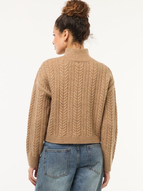Pull en maille torsade et col montant - Kiabi