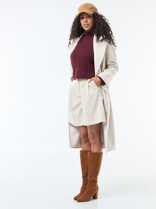 Pull en maille torsade et col montant - Kiabi