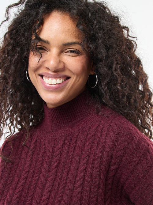 Pull en maille torsade et col montant - Kiabi