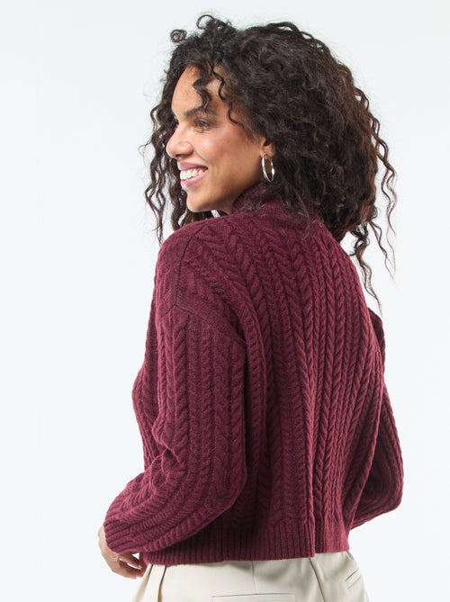 Pull en maille torsade et col montant - Kiabi