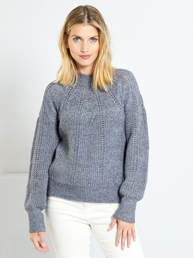 Pull En Maille Torsade Fantaisie Gris Kiabi