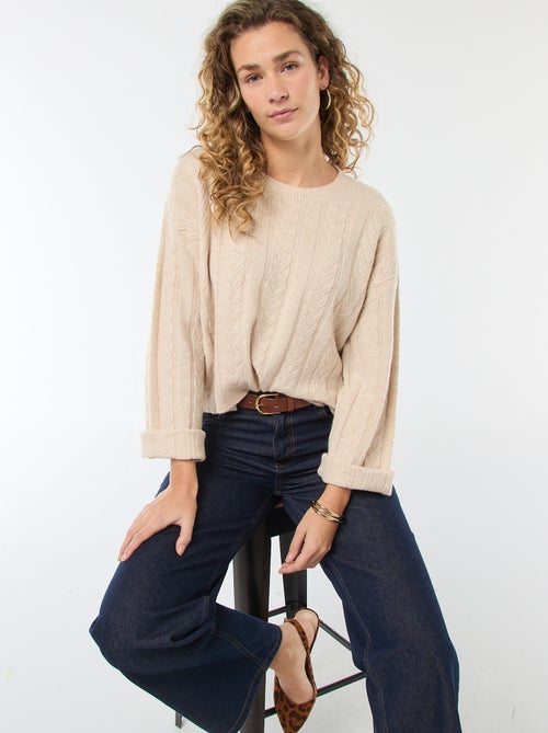 Pull en maille torsadée - Kiabi