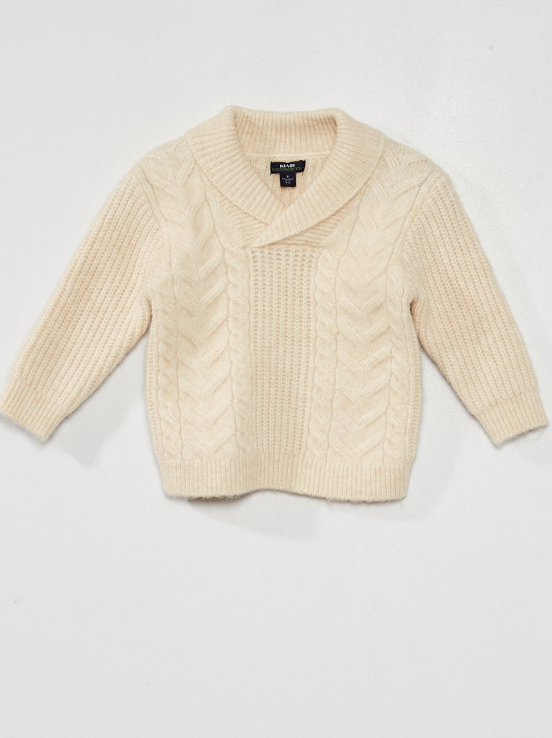 Pull en maille torsadée Ecru - Kiabi