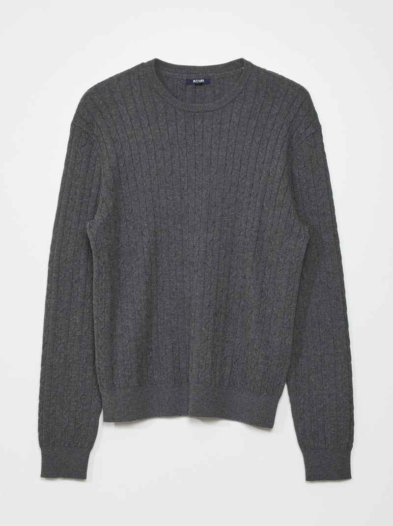 Pull en maille torsadée Gris - Kiabi