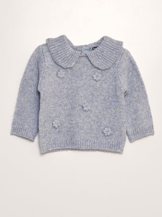 Pull en maille tricot avec large col