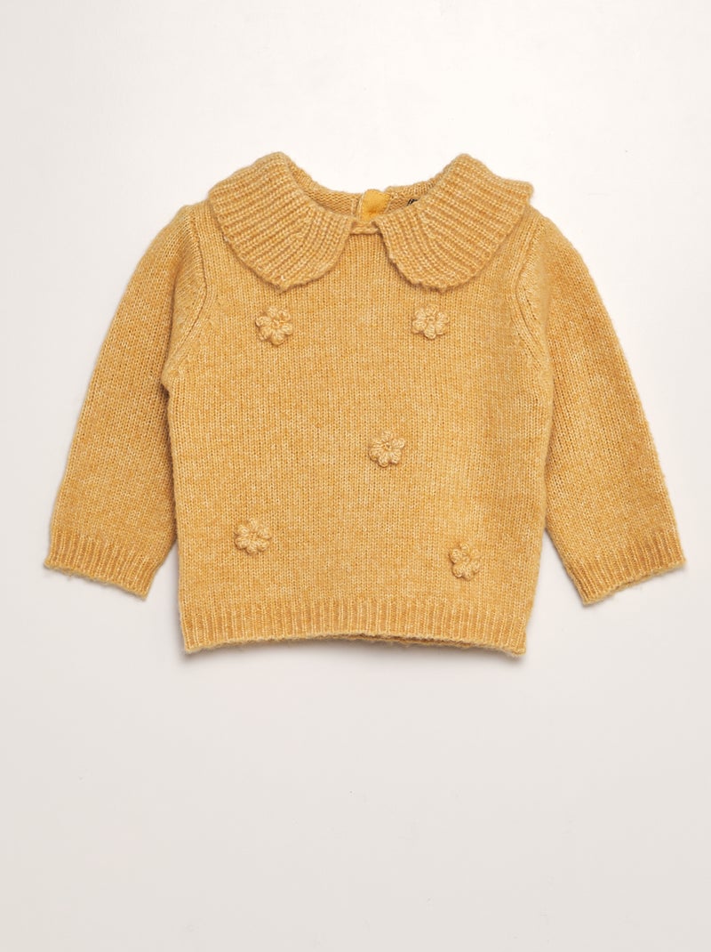 Pull en maille tricot avec large col Jaune - Kiabi