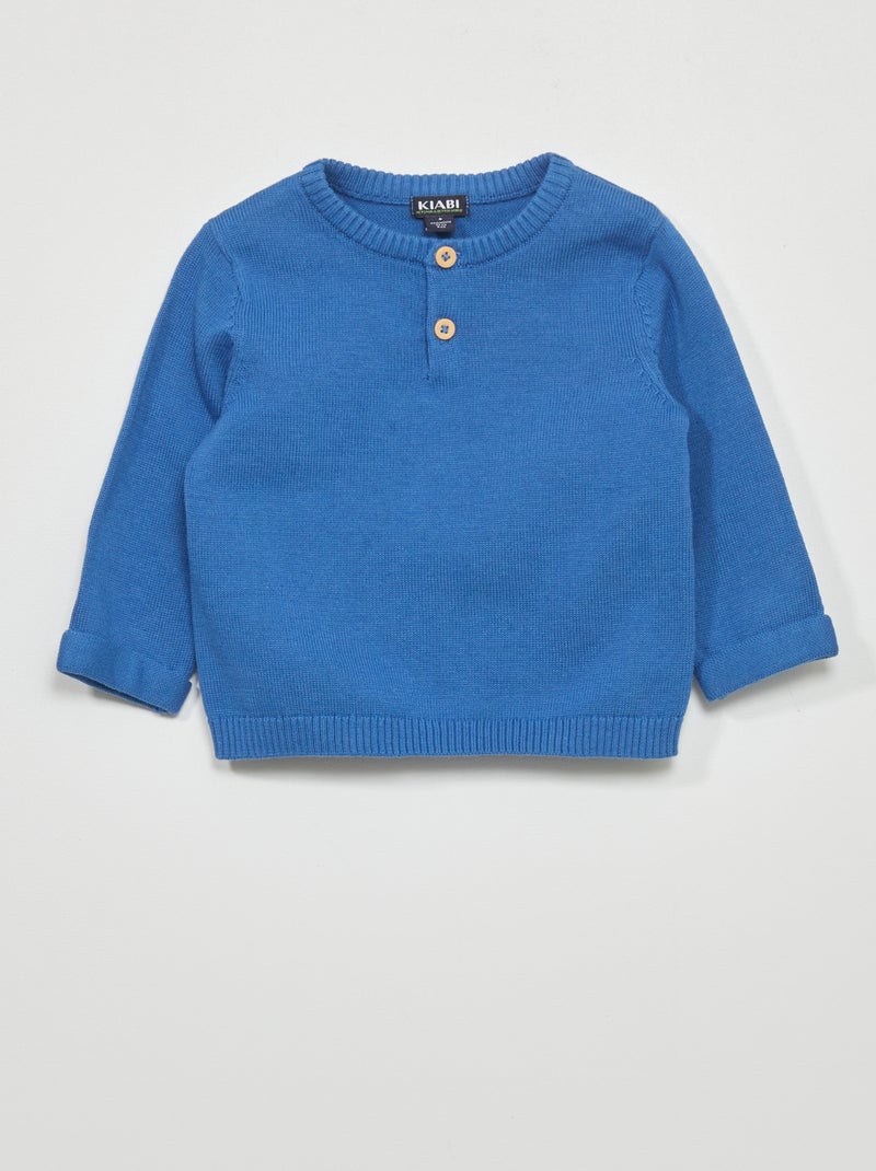 Pull en maille tricot Bleu - Kiabi