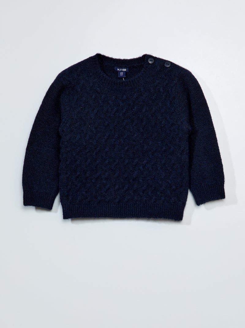Pull en maille tricot Bleu - Kiabi