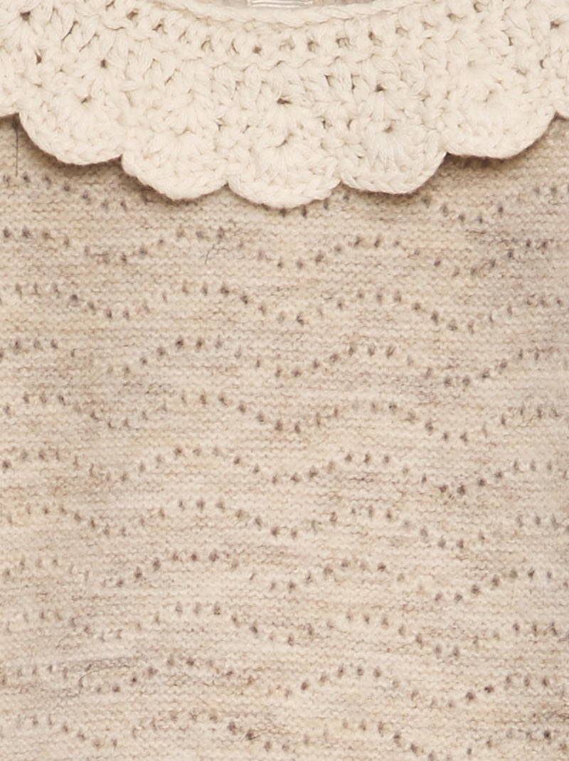 Pull en maille tricot + col crochet Beige - Kiabi