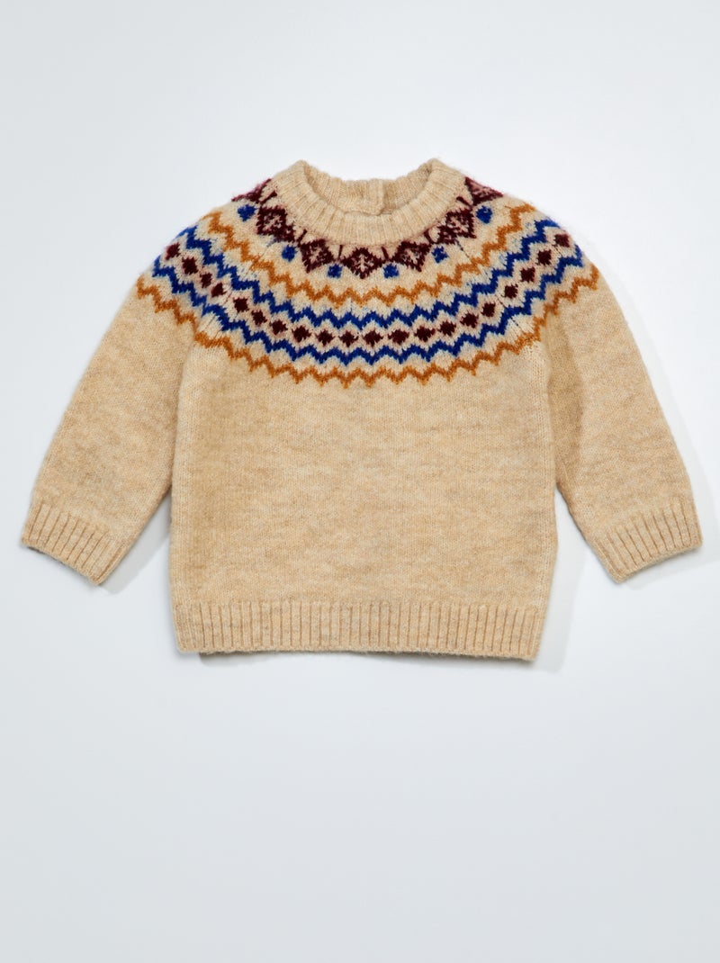 Pull en maille tricot Ecru - Kiabi