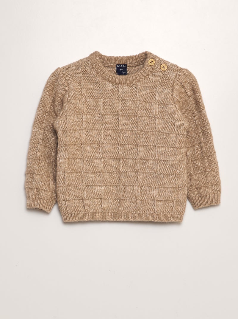 Pull en maille tricot fantaisie Beige - Kiabi