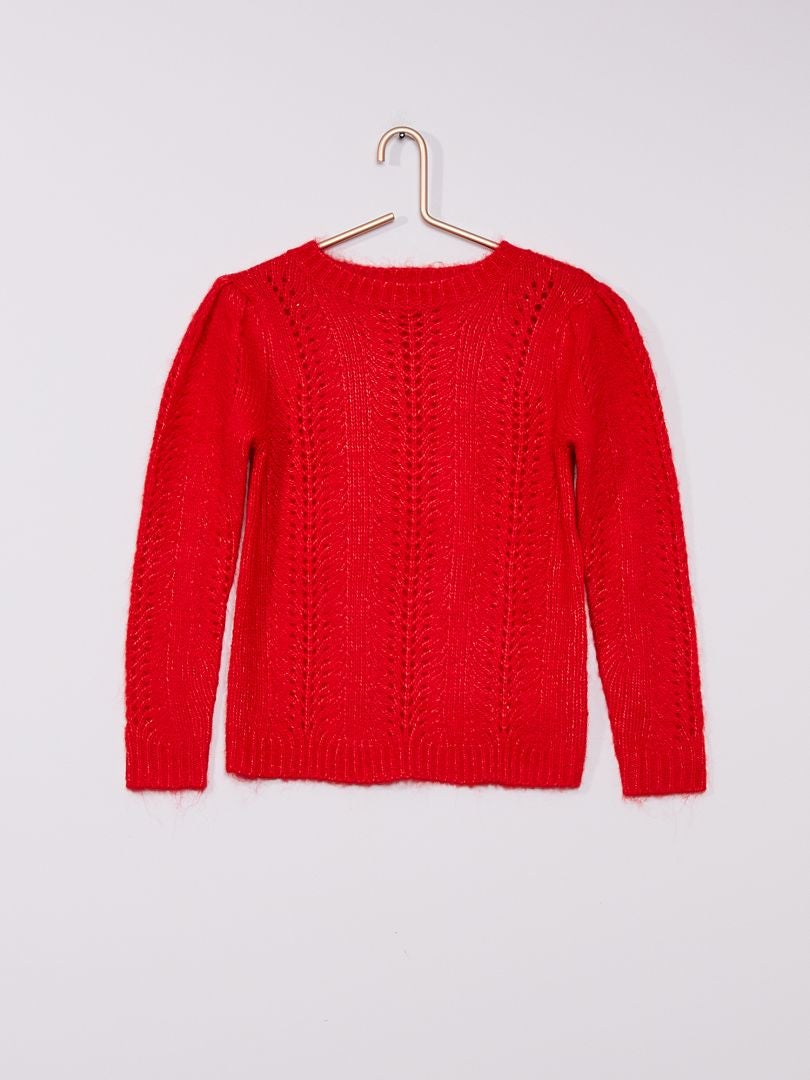 Pull en maille tricot rouge - Kiabi