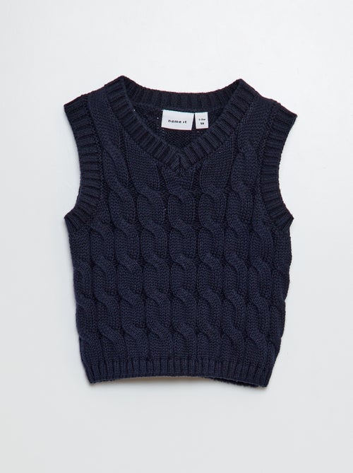 Pull en maille tricot sans manches - Kiabi