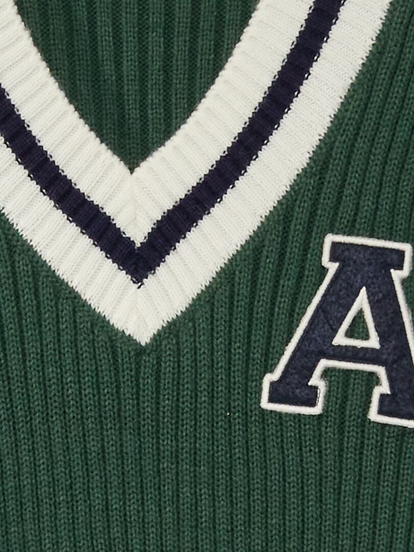 Pull en maille tricot sans manches Vert - Kiabi