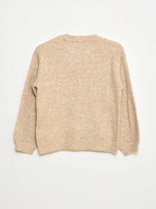 Pull en maille uni à col rond - Kiabi