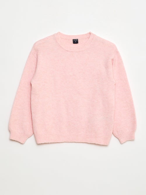 Pull en maille uni à col rond - Kiabi